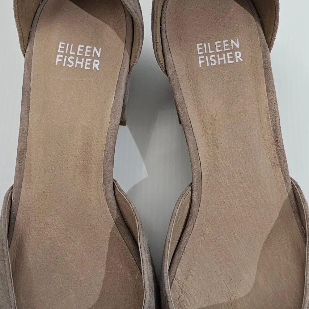 Eileen Fisher Veery Heel Pump Ankle Strap Zip Earth Tan Suede Size 8 NEW - Picture 9 of 16